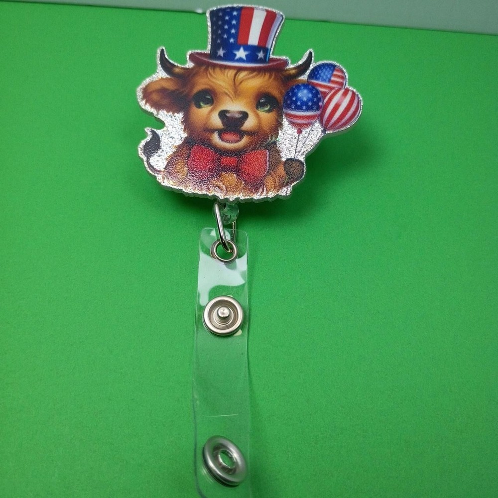 Patriotic Highland Cow Badge Reel